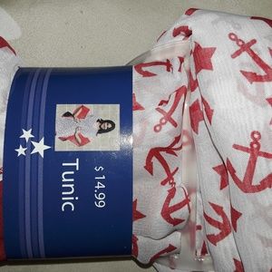 Red white anchor tunic scarf